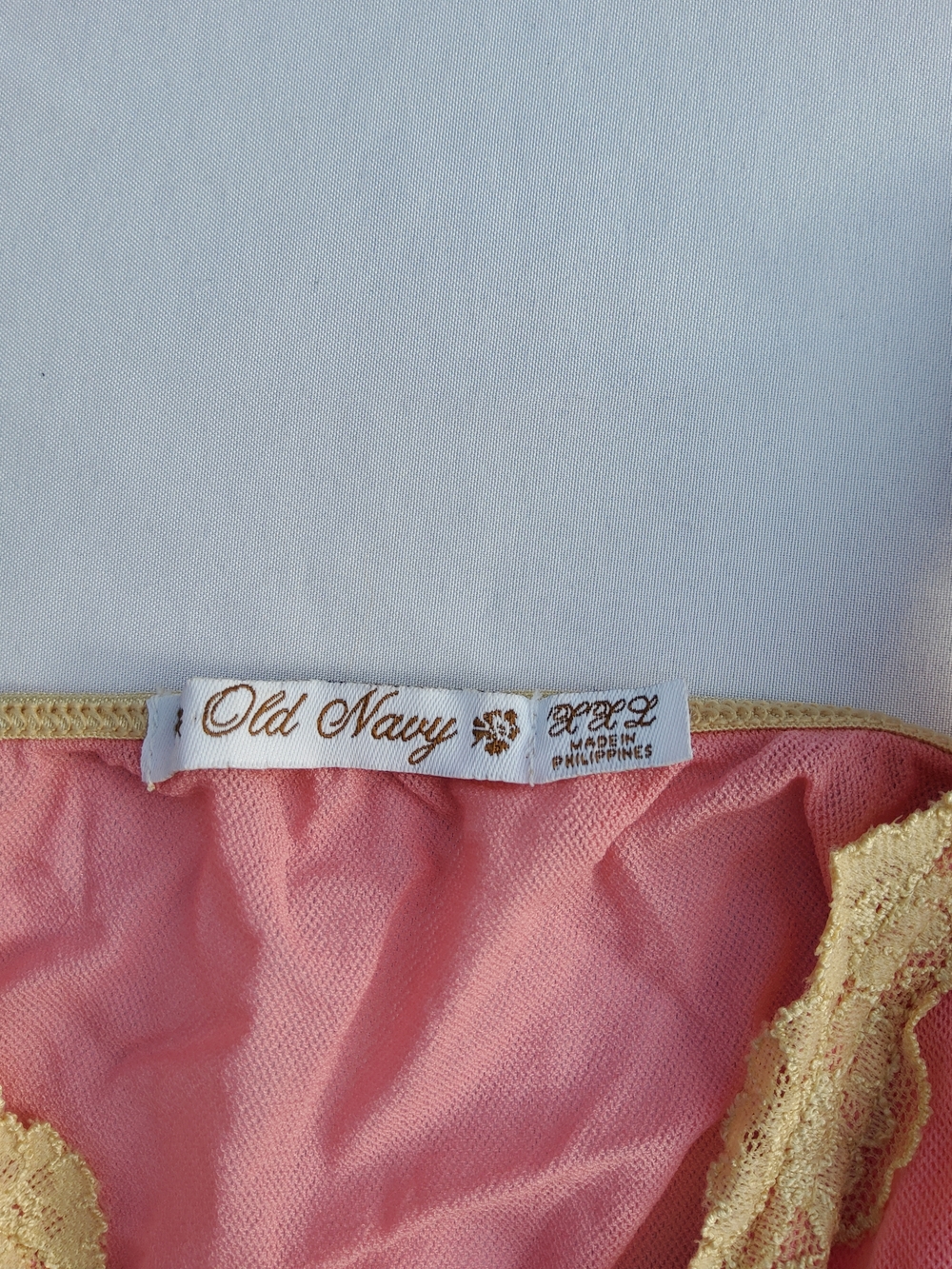 Y2K Old Navy Sheer Lingerie Camisole Tank Top with Gold Lace Bow Trim - Picture 4 of 8